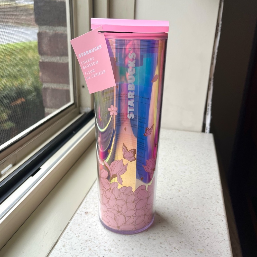 Starbucks 2025 Spring Cherry Blossom Reflective Iridescent Tumbler 16 oz NWT